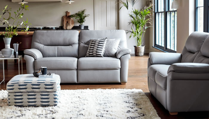 G Plan Seattle Leather 3 Seater Power Double Recliner with Headrest and Lumbar Support