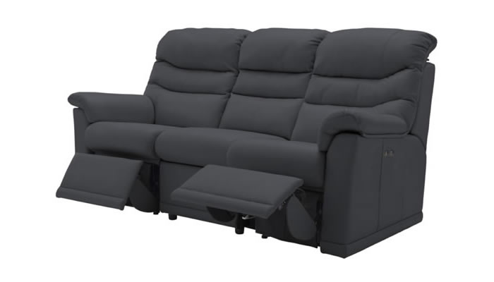 G Plan Malvern Leather 3 Seater Sofa 3 Cushion Power Double Recliner