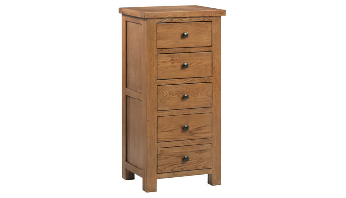 Signature Collection Dorridge Rustic Oak Bedroom 5 Drawer Tall Chest
