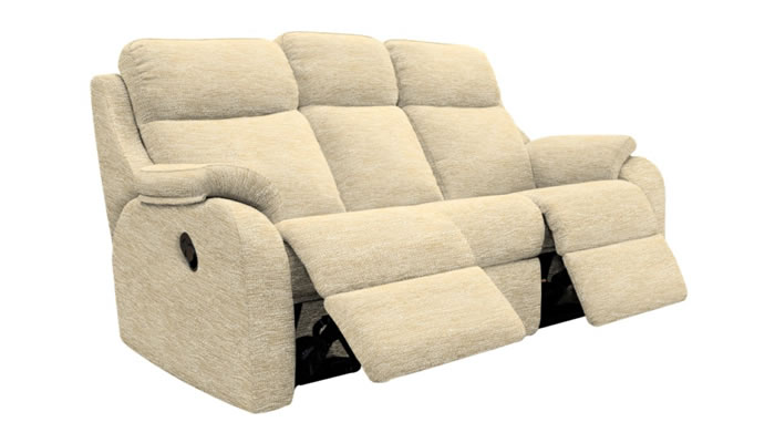G Plan Kingsbury Fabric 3 Seater Power DBL Recliner Headrest Lumbar