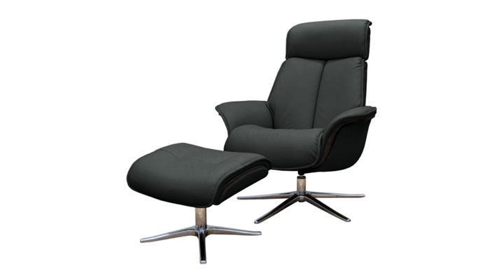 G Plan Lund Leather Chair Dark Veneered Upholstered Sides & Stool