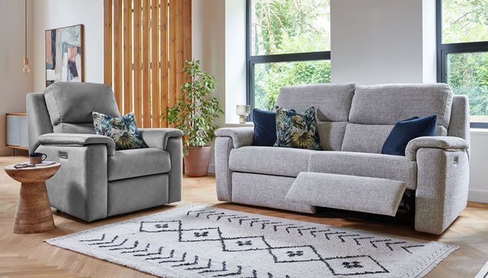 G Plan Harper Fabric Small Sofa Power Double Recliner