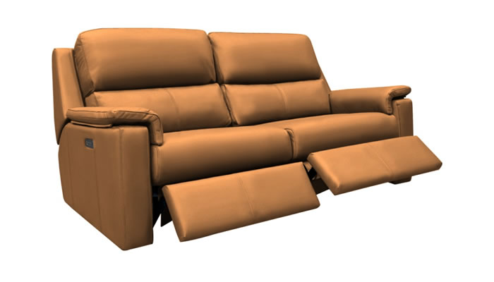 G Plan Harper Leather Large Sofa Power Double Recliner Headrest Lumbar