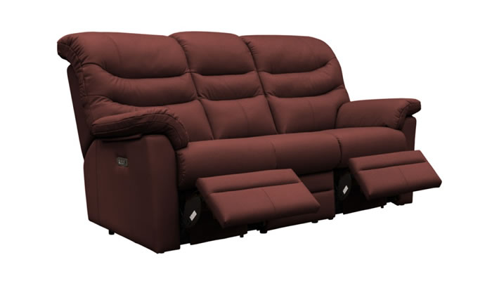 G Plan Ledbury Leather 3 Seater Power Double Recliner Headrest & Lumbar
