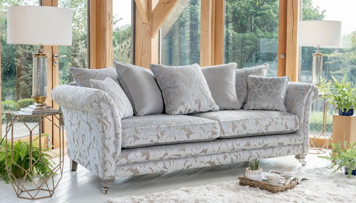 Alstons Lowry Pillow Back Grand Sofa with 2387 Fabric